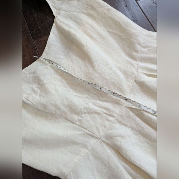 Vintage Laura Ashley 90s 100% Linen Cream White Halter Sundress Midi Size 6 - Picture 4 of 8